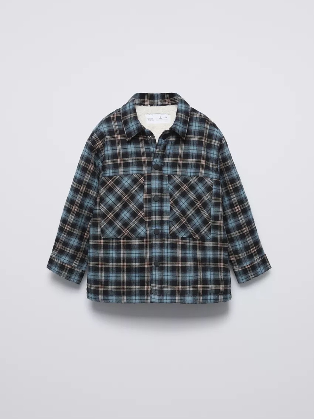 Zara 4 Boys Fleece Lined Plaid Shirt Jacket